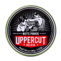 Uppercut Deluxe Matte Pomade jar with natural matte finish