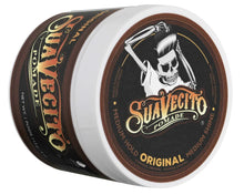 Load image into Gallery viewer, Suavecito Original Hold Pomade 113g jar showing signature skull artwork and medium hold, medium shine label.