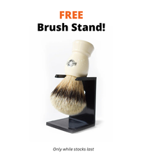 Load image into Gallery viewer, Badger Shaving Brush Silver Tip Pure + Free Brush Stand
